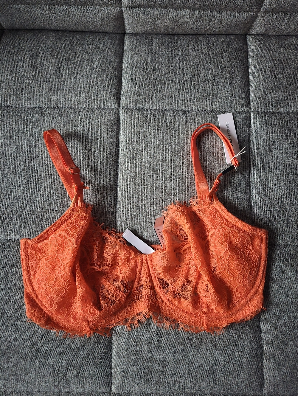 Victoria's Secret | Dream Angels Wicked Unlined Lace Balconette Bra 34DDD Orange